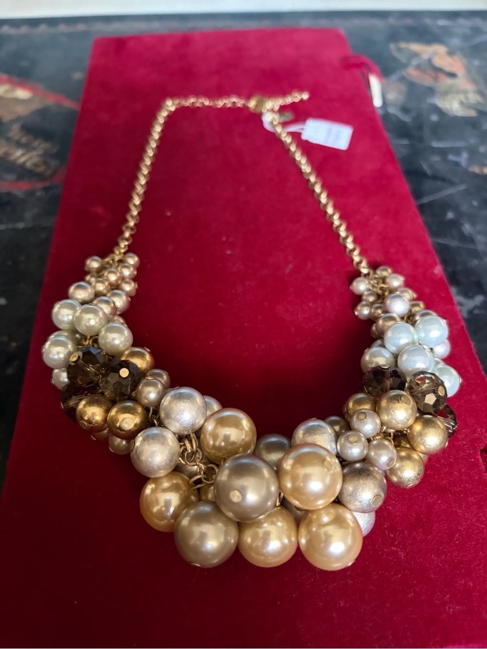 Lia Sophia Gold and Cream Cluster Pearl Necklace